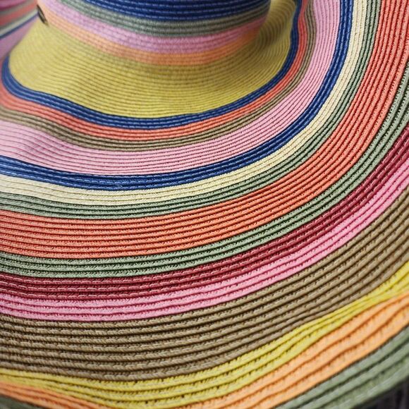 Scala, Oversized, Beach Hat, Multicolor Striped Women's Accessory - Picture 13 of 15